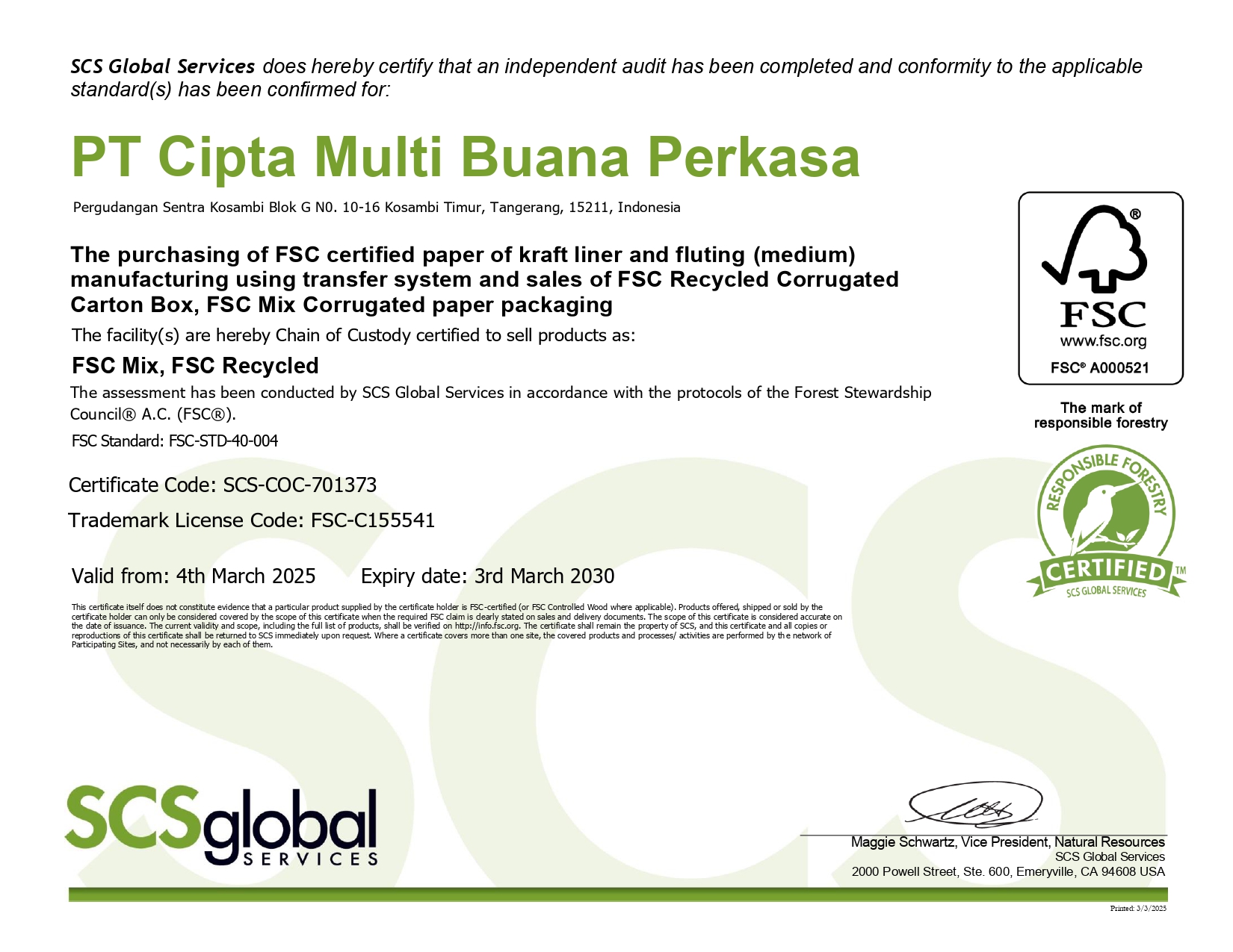 Sertifikat FSC
